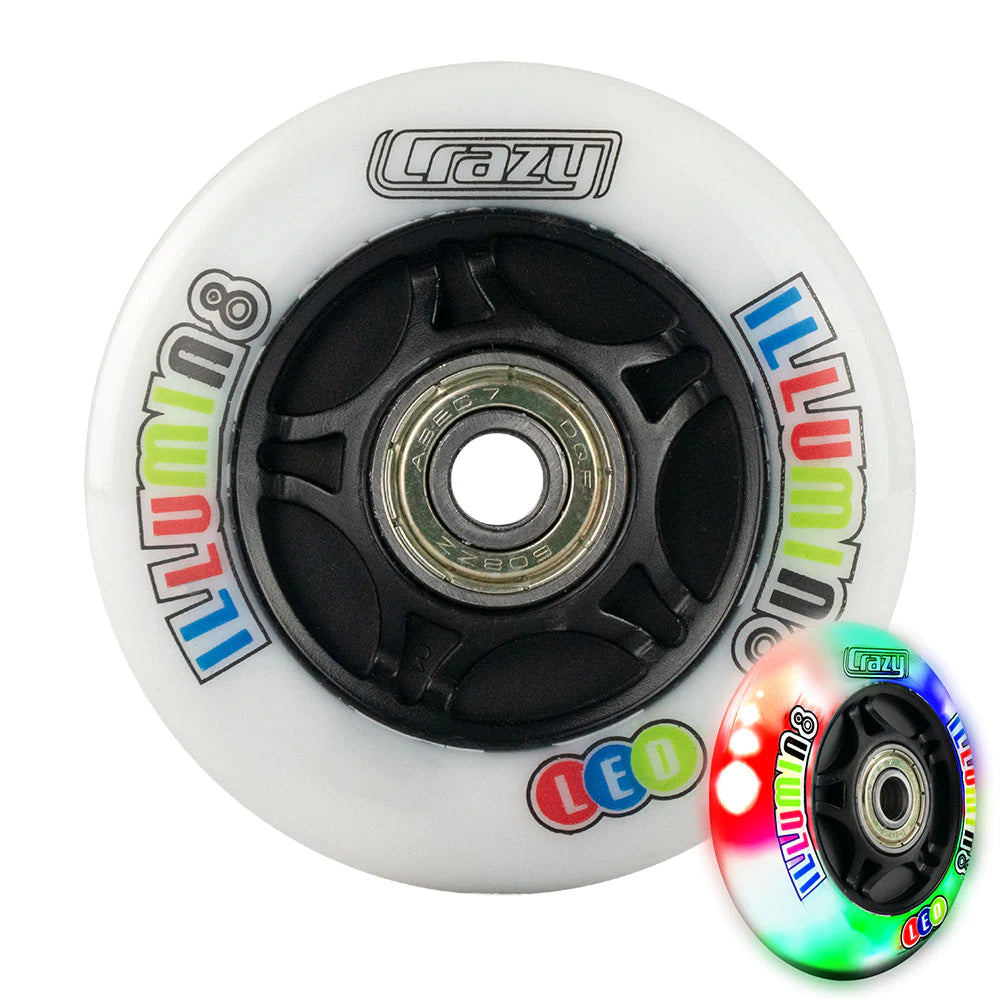 Crazy Skates illumin8 80mm Light Up Inline Skate Wheel Crazy Skates illumin8 80mm Light Up Inline Skate Wheel